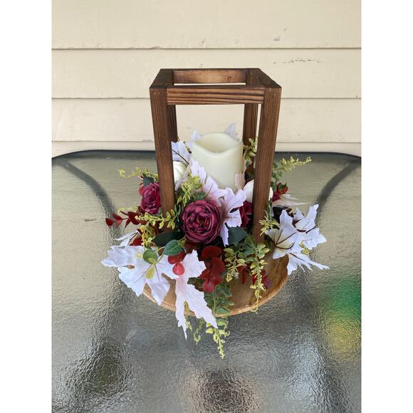 Fall Lantern Centerpiece – Rustic Wood Farmhouse Table Decor for Thanksgiving - Picture 2 of 5